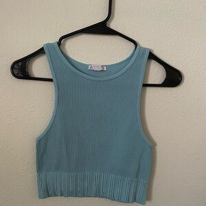 Sleeveless Ribbed Top - Light Blue